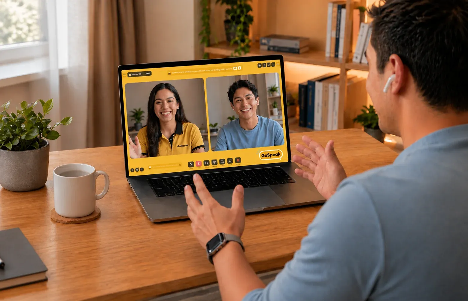 Alumno tomando clases de inglés en línea en GoSpeak