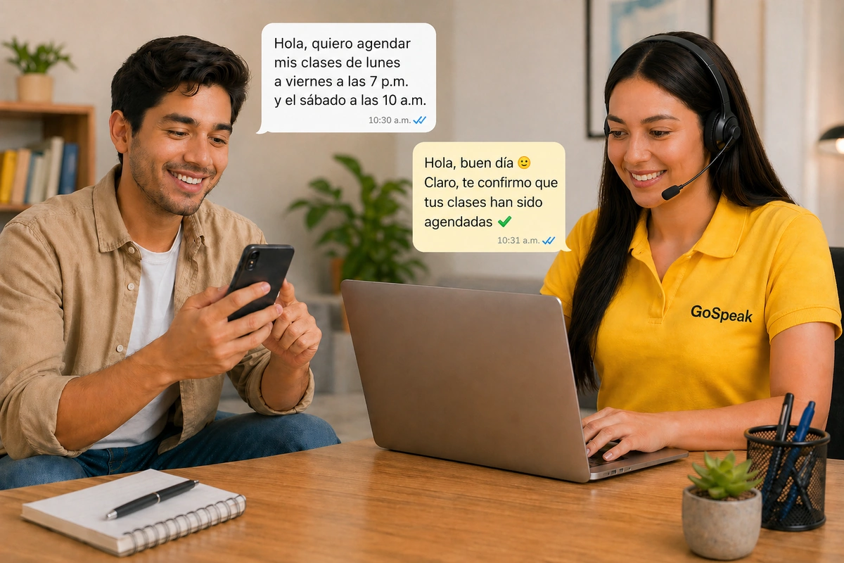 Alumno revisando horarios para clases de inglés en línea