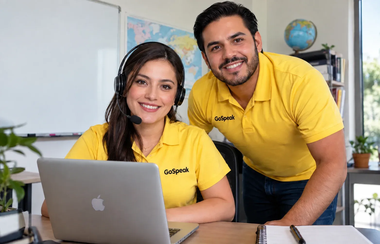 Alumno adulto tomando una clase de inglés en línea con GoSpeak